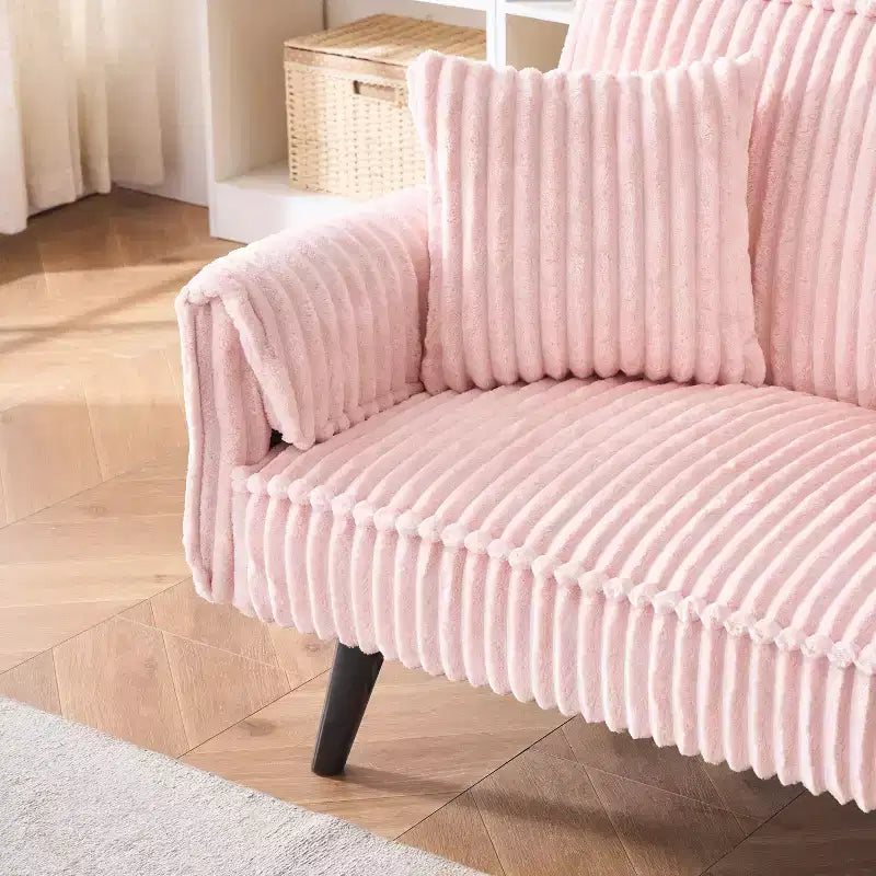 Canapés Minimalistes pour Salon Canapé Lit Convertible en Corduroy Droit avec Dossier Réglable et Porte-Gobelet