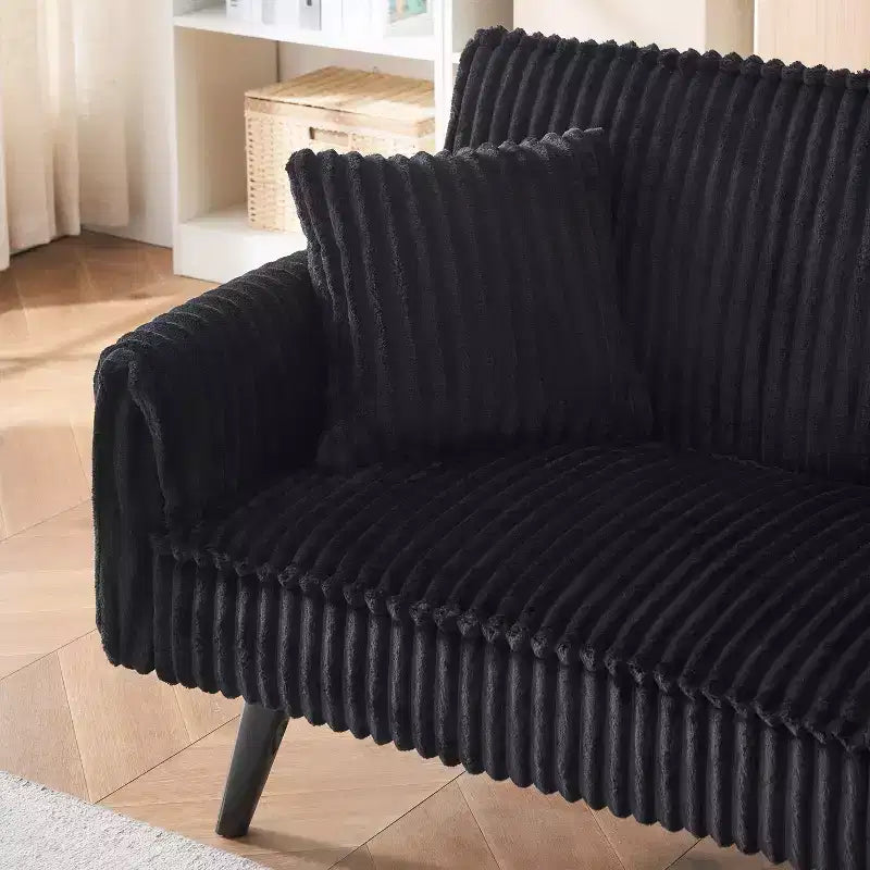 Canapés Minimalistes pour Salon Canapé Lit Convertible en Corduroy Droit avec Dossier Réglable et Porte-Gobelet