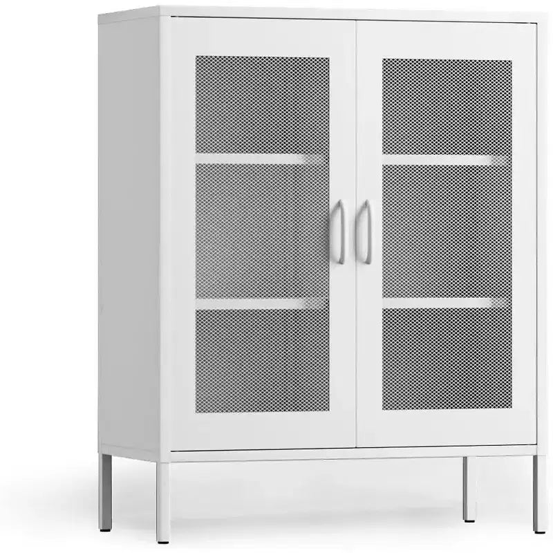 Vitrine métallique à 3 étagères, noir/blanc