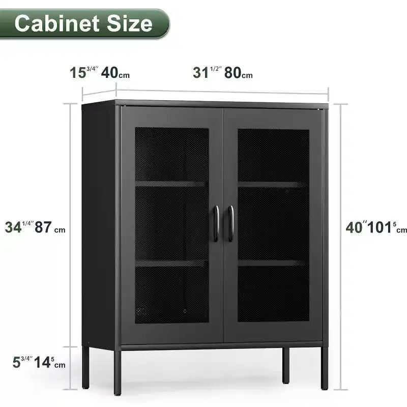 Vitrine métallique à 3 étagères, noir/blanc