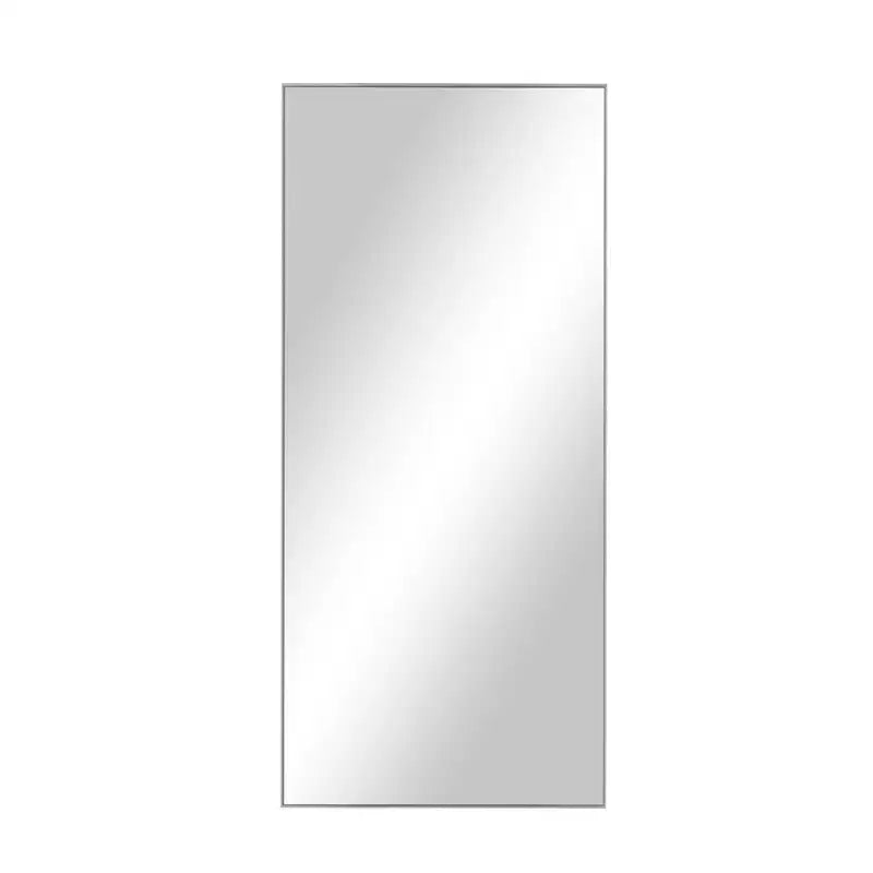 Miroir pleine longueur en alliage d'aluminium avec support, Argent, 80 cm × 180 cm