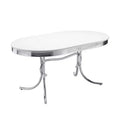 Coaster,Retro Oval 60-inch Wood Top Dining Table White and Chrome
