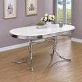 Table à manger ovale rétro 60 pouces blanc et chrome