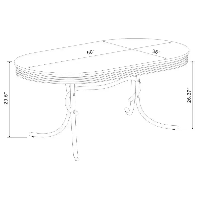 Table à manger ovale rétro 60 pouces blanc et chrome
