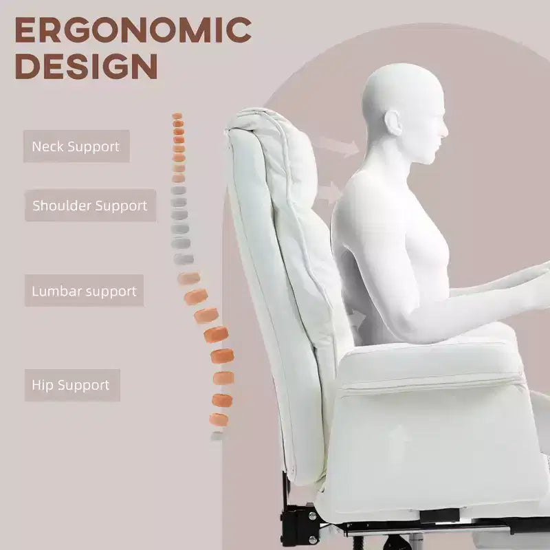Fauteuil de bureau exécutif avec repose-pieds pliable, chaise pivotante à 360° avec hauteur réglable, chaise criss-cross pour l'étude et le bureau