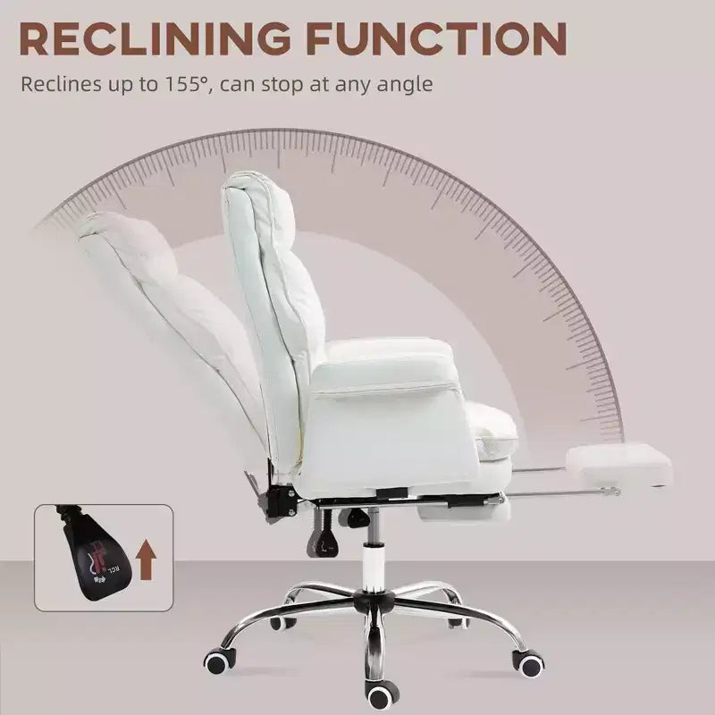 Fauteuil de bureau exécutif avec repose-pieds pliable, chaise pivotante à 360° avec hauteur réglable, chaise criss-cross pour l'étude et le bureau