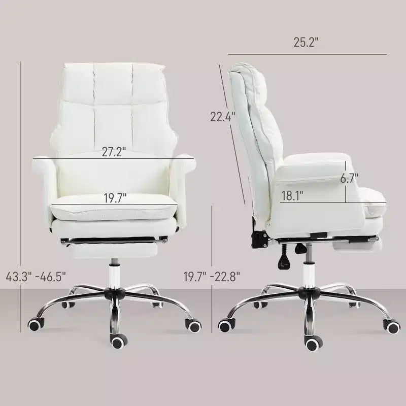 Fauteuil de bureau exécutif avec repose-pieds pliable, chaise pivotante à 360° avec hauteur réglable, chaise criss-cross pour l'étude et le bureau