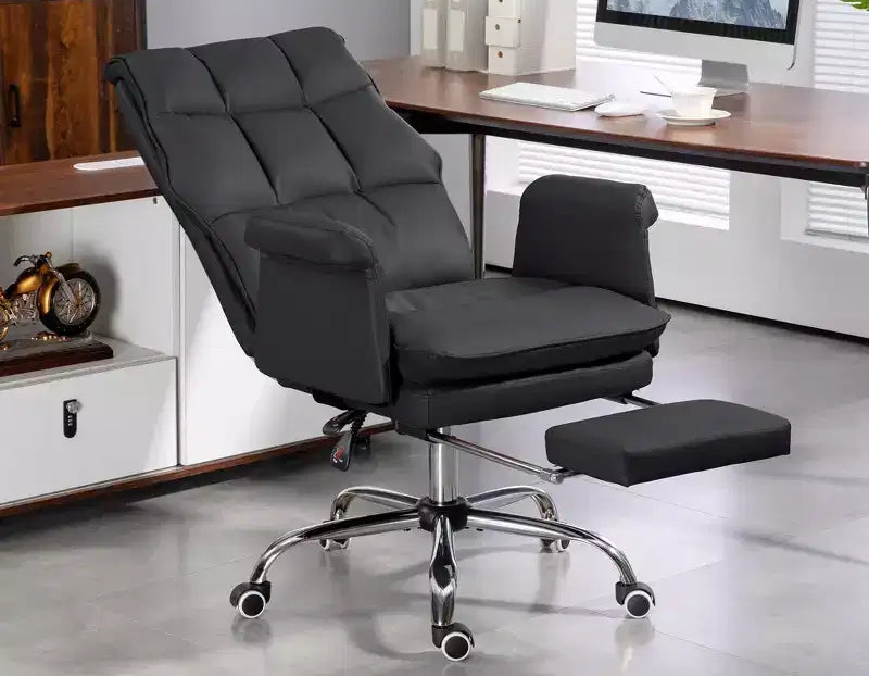 Fauteuil de bureau exécutif avec repose-pieds pliable, chaise pivotante à 360° avec hauteur réglable, chaise criss-cross pour l'étude et le bureau