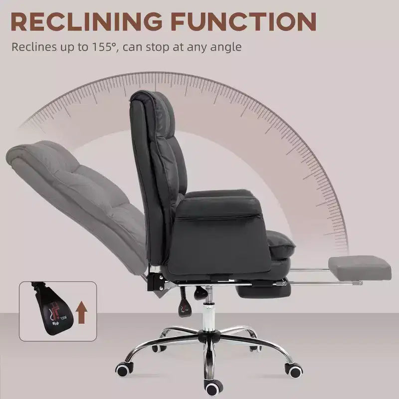 Fauteuil de bureau exécutif avec repose-pieds pliable, chaise pivotante à 360° avec hauteur réglable, chaise criss-cross pour l'étude et le bureau