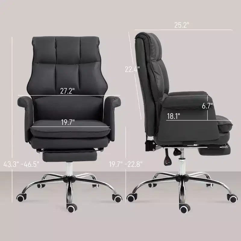Fauteuil de bureau exécutif avec repose-pieds pliable, chaise pivotante à 360° avec hauteur réglable, chaise criss-cross pour l'étude et le bureau
