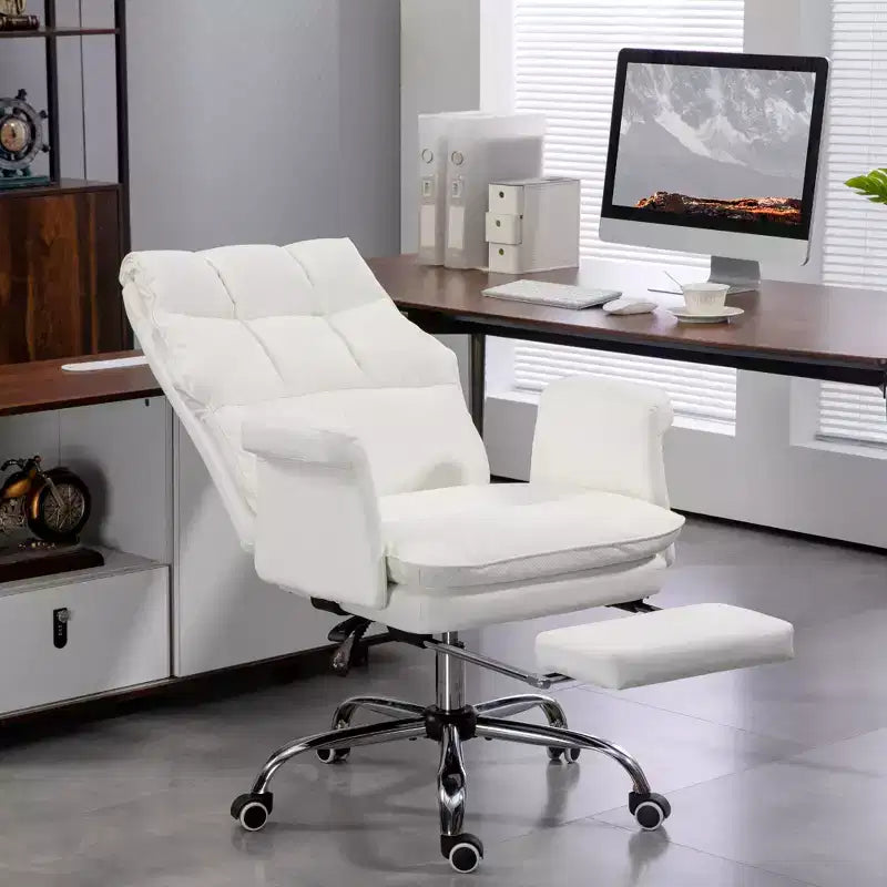 Fauteuil de bureau exécutif avec repose-pieds pliable, chaise pivotante à 360° avec hauteur réglable, chaise criss-cross pour l'étude et le bureau