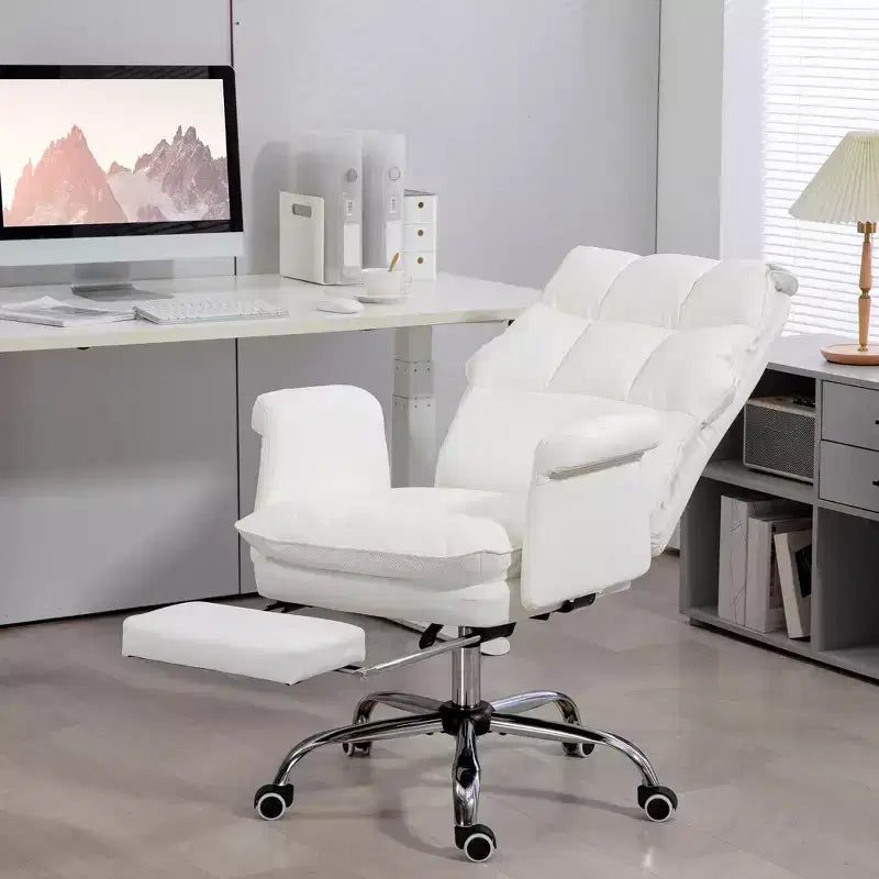 Fauteuil de bureau exécutif avec repose-pieds pliable, chaise pivotante à 360° avec hauteur réglable, chaise criss-cross pour l'étude et le bureau