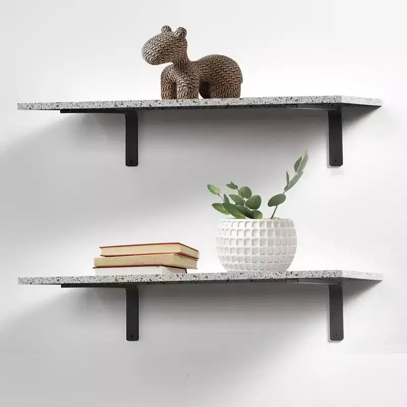 Équerre d'étagère, 16 x 6 po, lot de 4, équerres d'étagère flottante robustes, équerres pour étagères, équerre d'étagère en L noir mat de 10 mm d'épaisseur, Noir