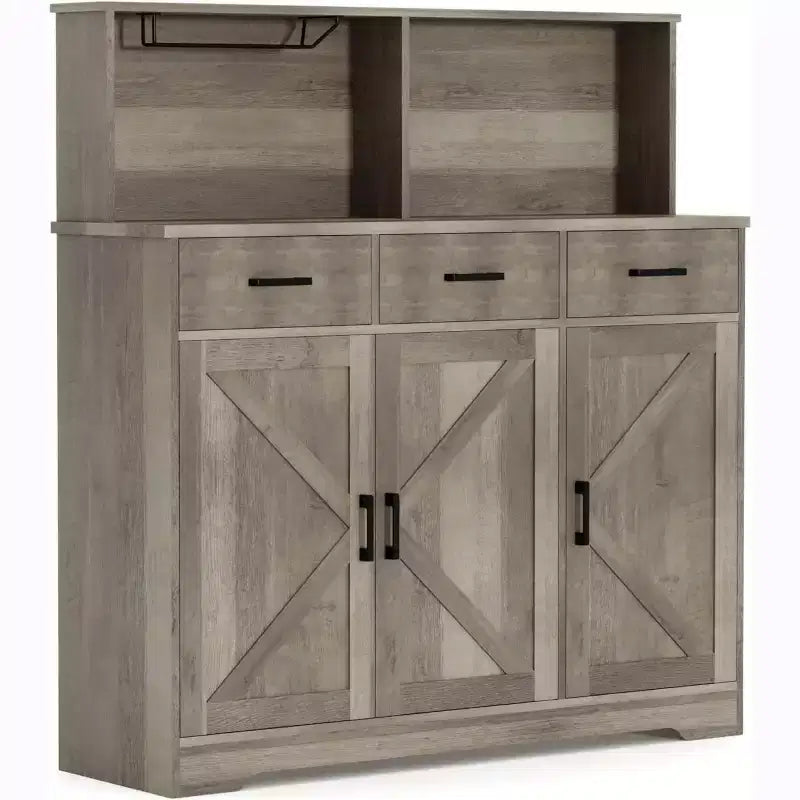 Buffet de 120 cm avec rangement, grand meuble de rangement en bois avec 3 portes, 3 tiroirs et 1 plateau, adapté pour la salle à manger, le salon