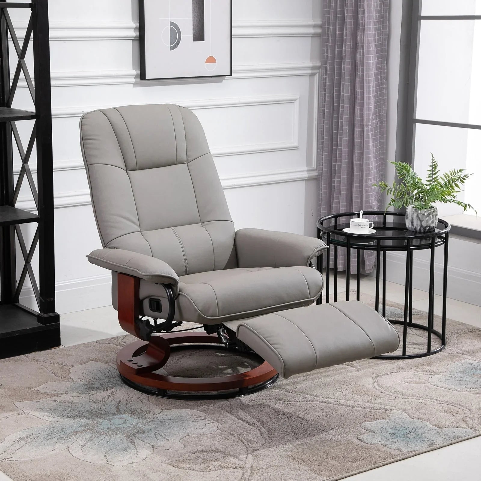 Fauteuil inclinable manuel pivotant en similicuir HomCom avec repose-pieds confortable et relaxant
