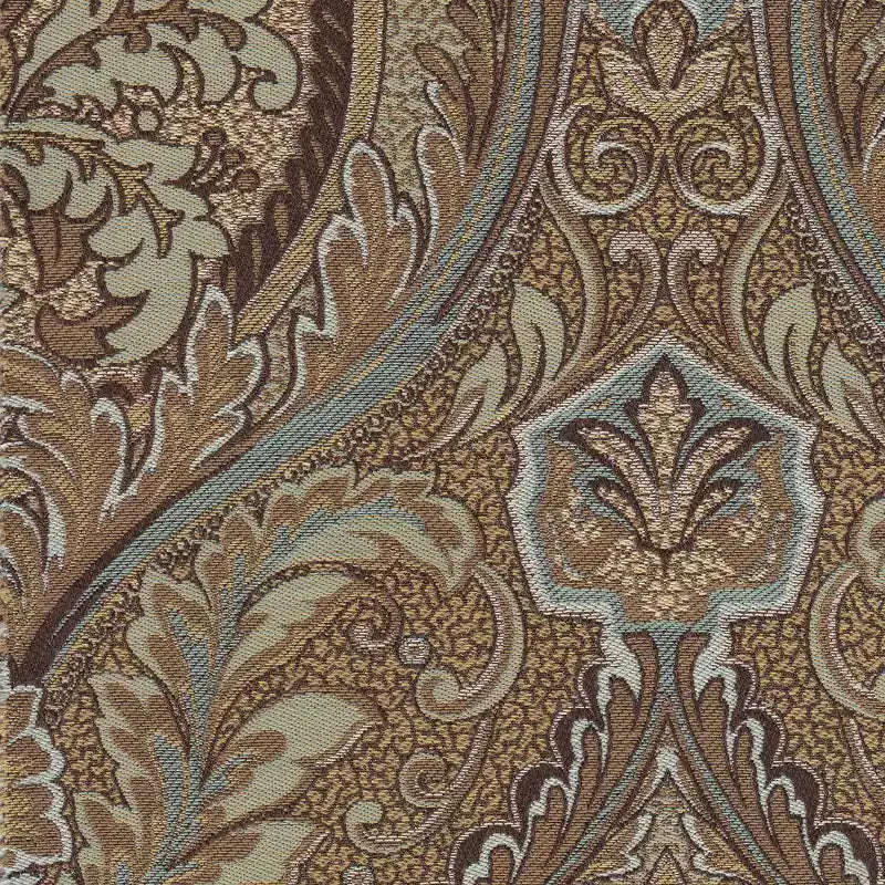 Pouf de rangement rond capitonné motif cachemire marron