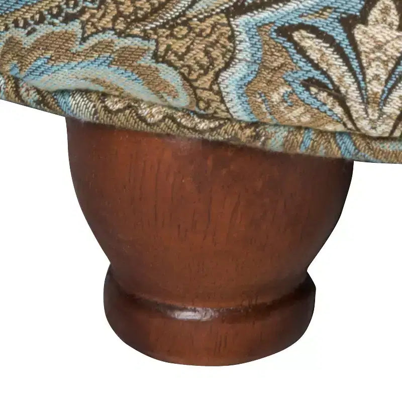 Pouf de rangement rond capitonné motif cachemire marron