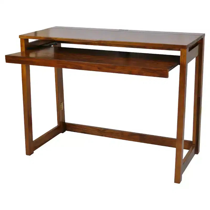 Bureau informatique pliant avec station de charge USB 4 ports Noyer