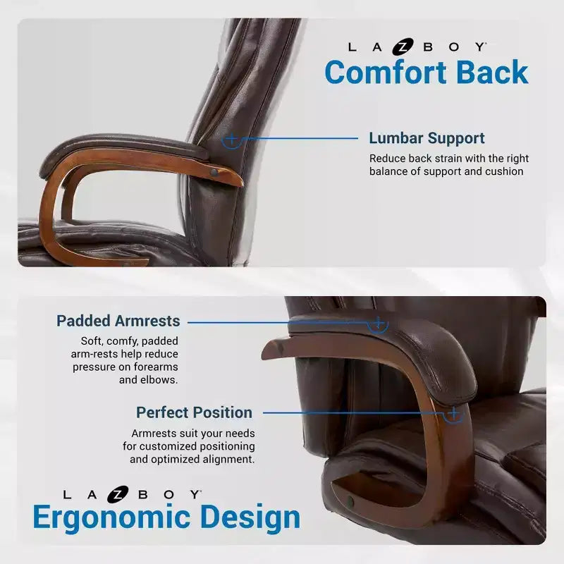 Fauteuil de bureau de direction grande taille et fort en coloris café