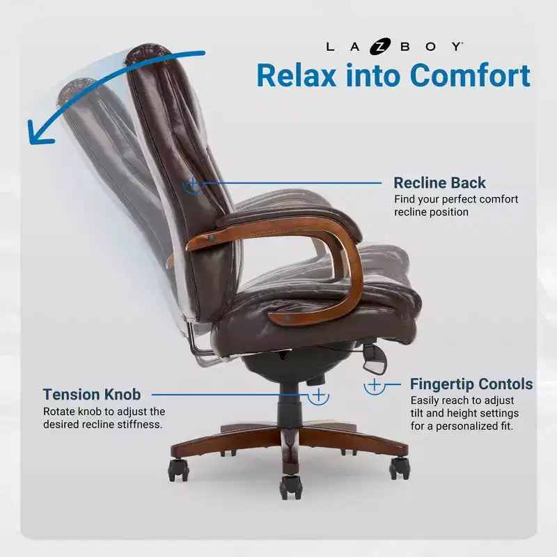 Fauteuil de bureau de direction grande taille et fort en coloris café