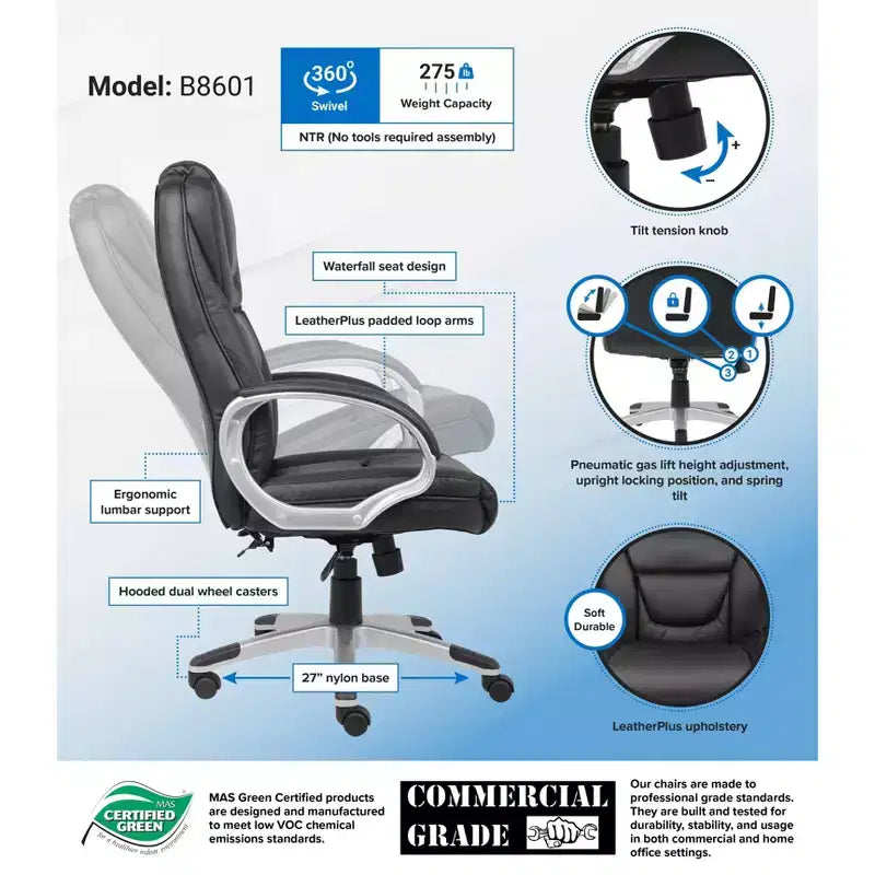 Fauteuil de direction Leatherplus noir
