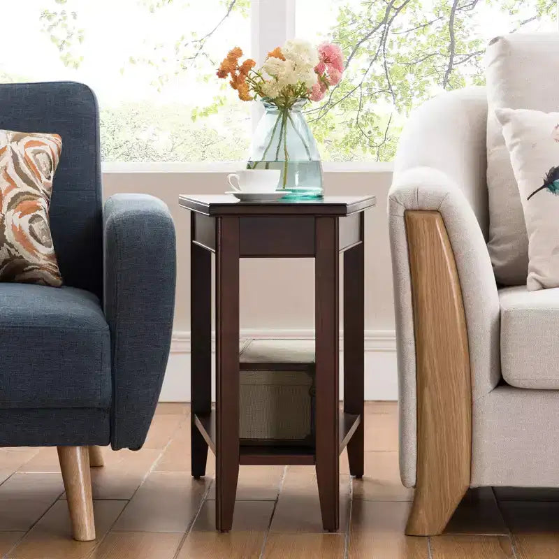 Table d'appoint compensée pour fauteuil inclinable, finition merisier foncé