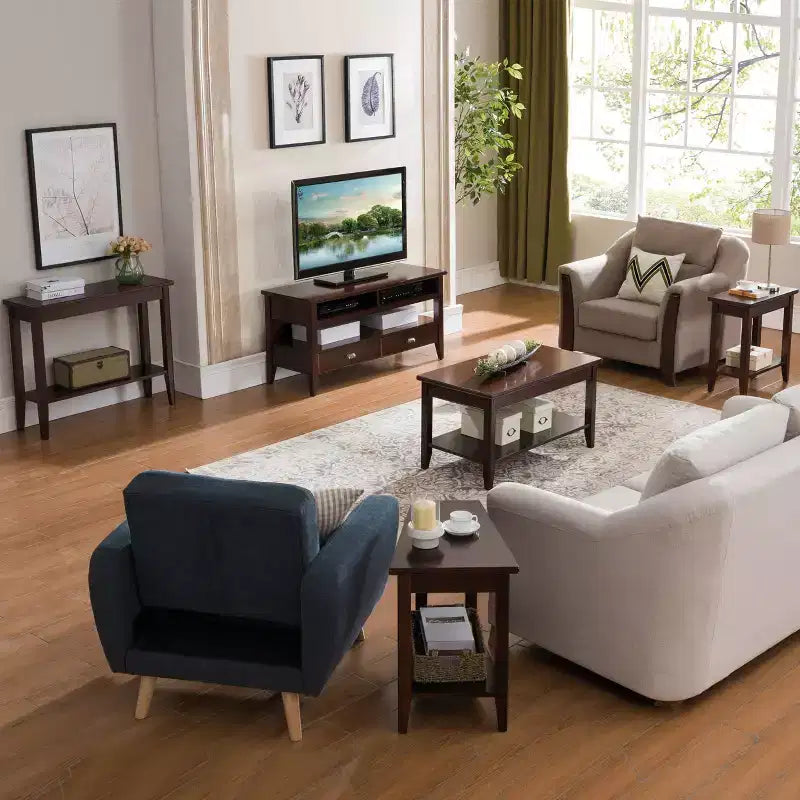 Table d'appoint compensée pour fauteuil inclinable, finition merisier foncé