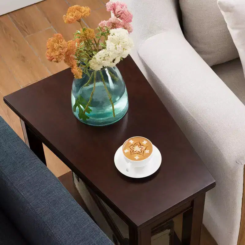 Table d'appoint compensée pour fauteuil inclinable, finition merisier foncé