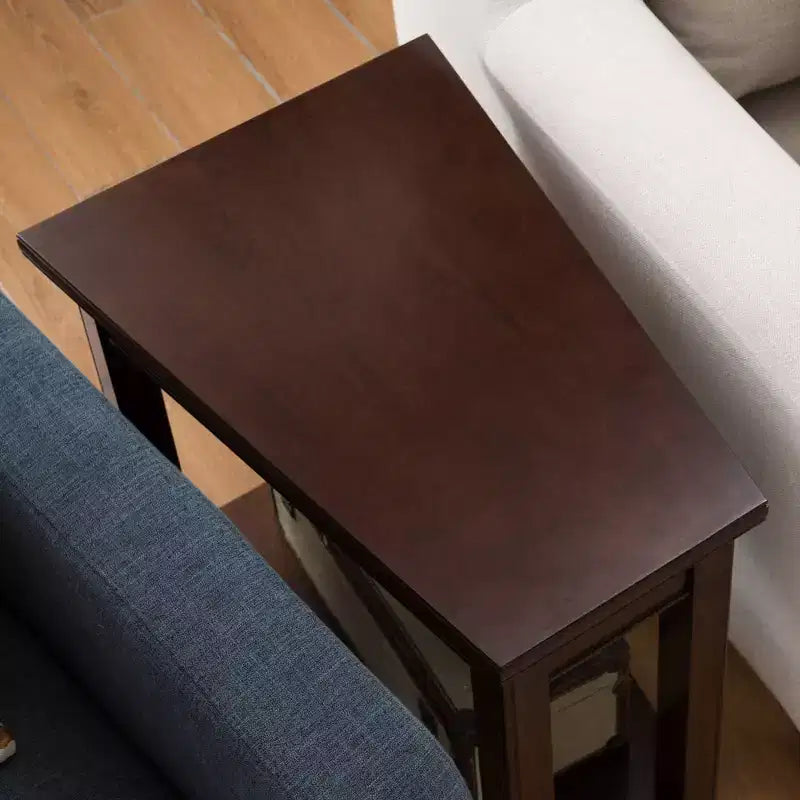 Table d'appoint compensée pour fauteuil inclinable, finition merisier foncé