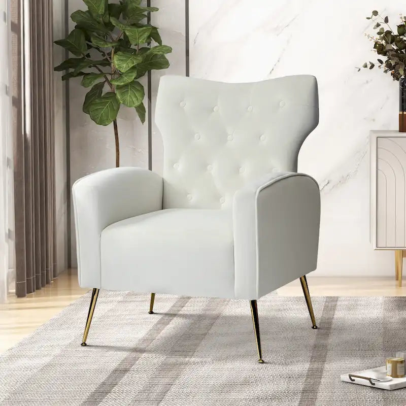 Chaise touffetée Abadiana avec accent et piètement en métal