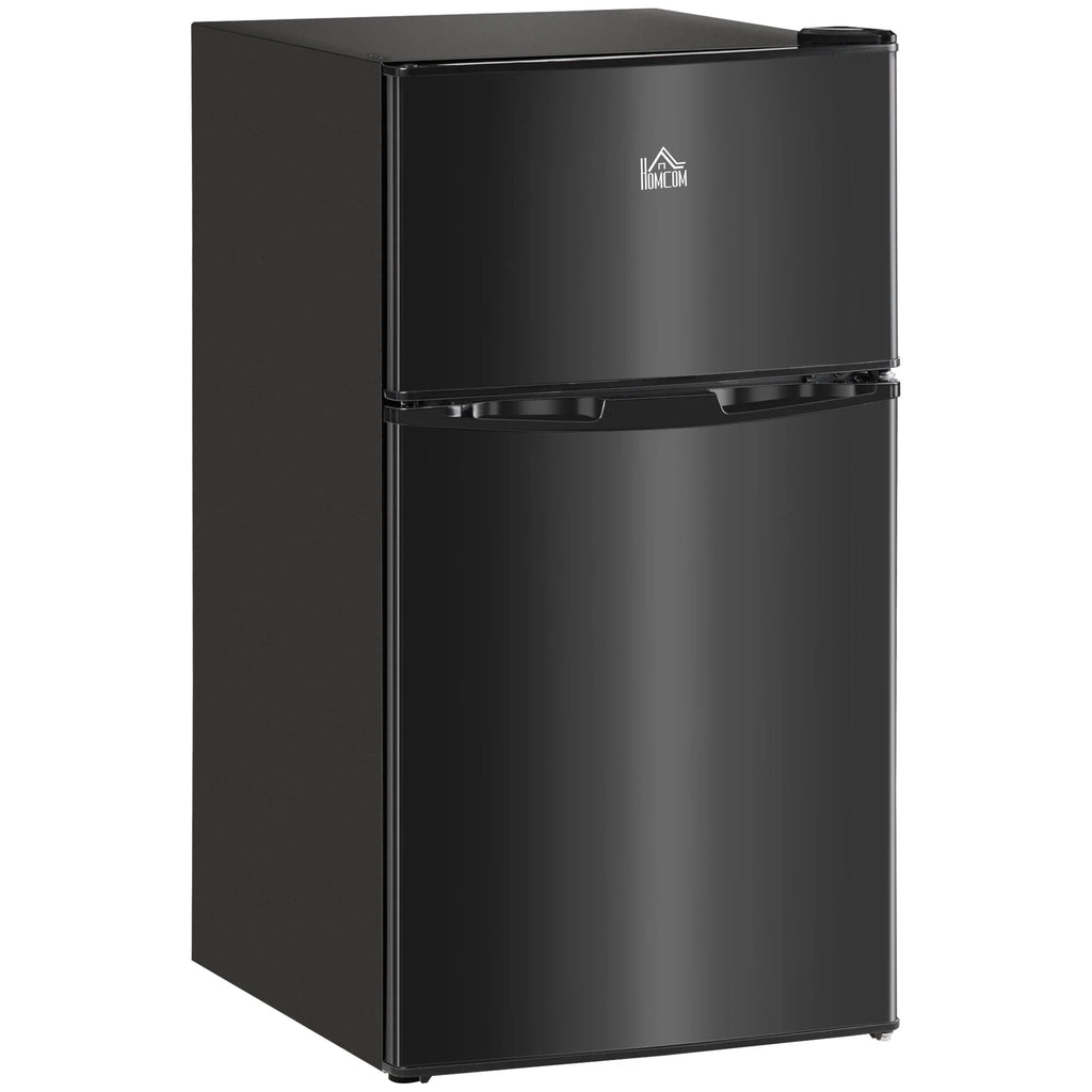 Mini-réfrigérateur HOMCOM à deux portes avec congélateur, réfrigérateur compact de 3,2 pi³ avec étagère réglable, thermostat réglable