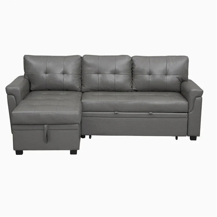 Canapé d'angle réversible convertible avec lit gigogne, méridienne de rangement et pieds durables