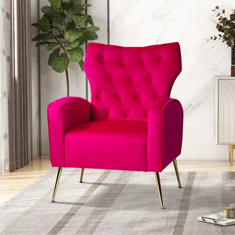 Chaise touffetée Abadiana avec accent et piètement en métal