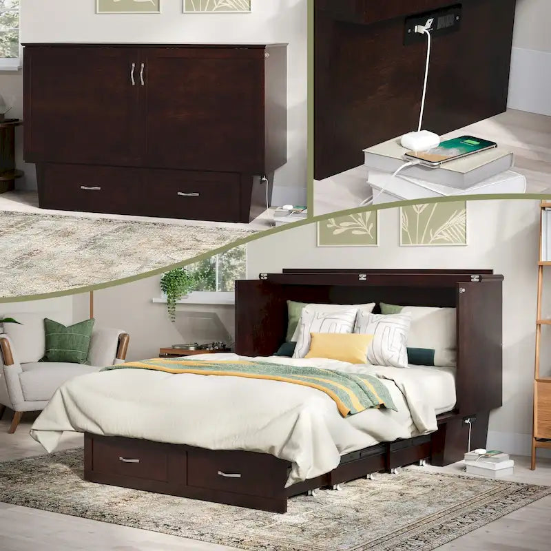 Lit escamotable coffre Chelsea Queen avec matelas