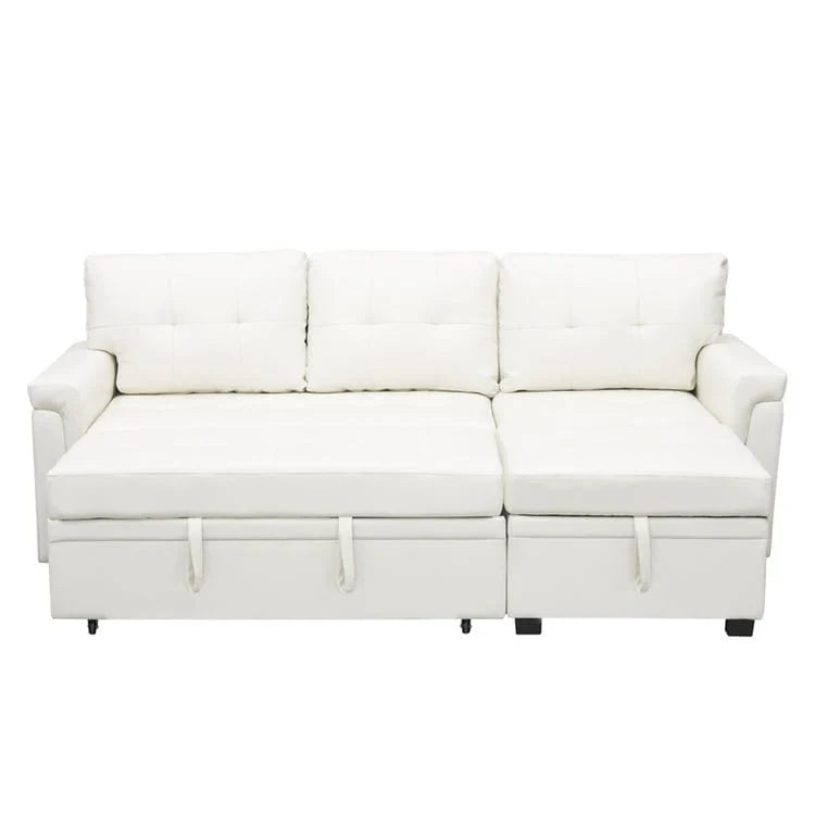 Canapé d'angle réversible convertible avec lit gigogne, méridienne de rangement et pieds durables