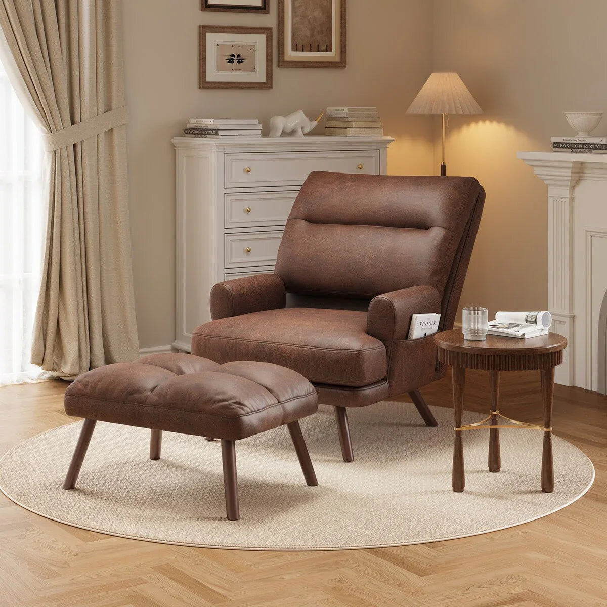 Fauteuil inclinable réglable avec pouf