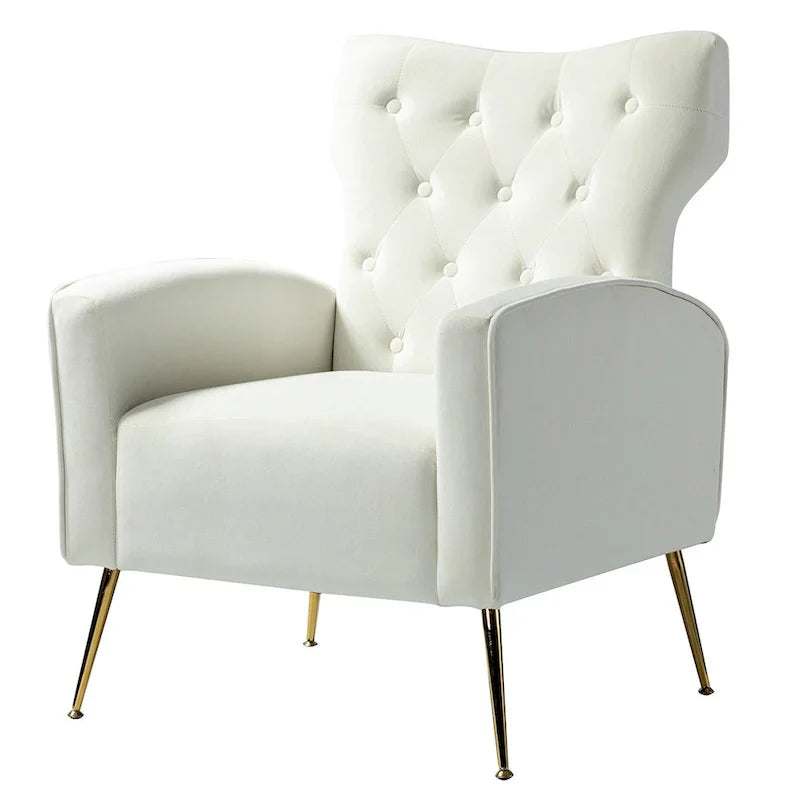 Chaise touffetée Abadiana avec accent et piètement en métal