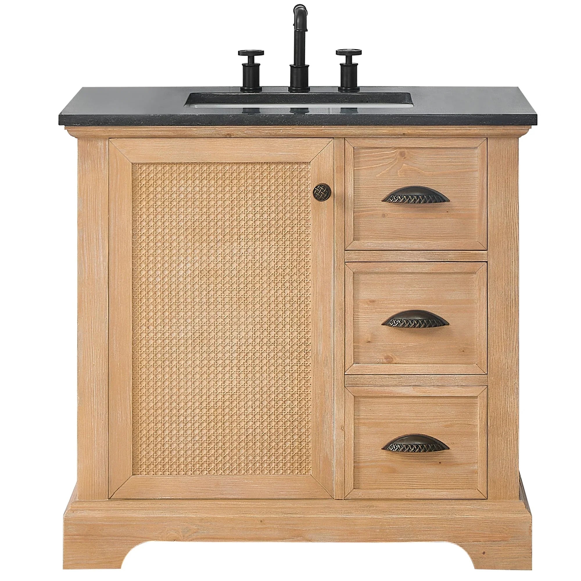 Meuble sous-vasque Hervas avec plateau en marbre naturel, sans miroir