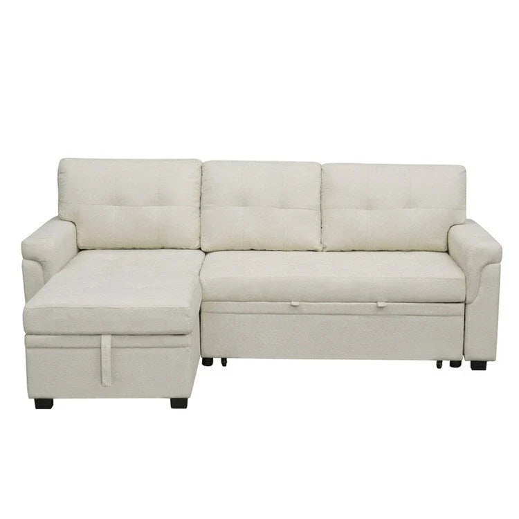 Canapé d'angle réversible convertible avec lit gigogne, méridienne de rangement et pieds durables