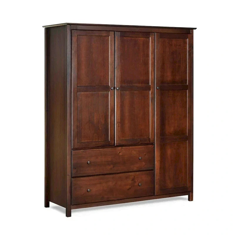 Grain Wood Furniture Armoire Shaker en bois à 3 portes - 60x72x22
