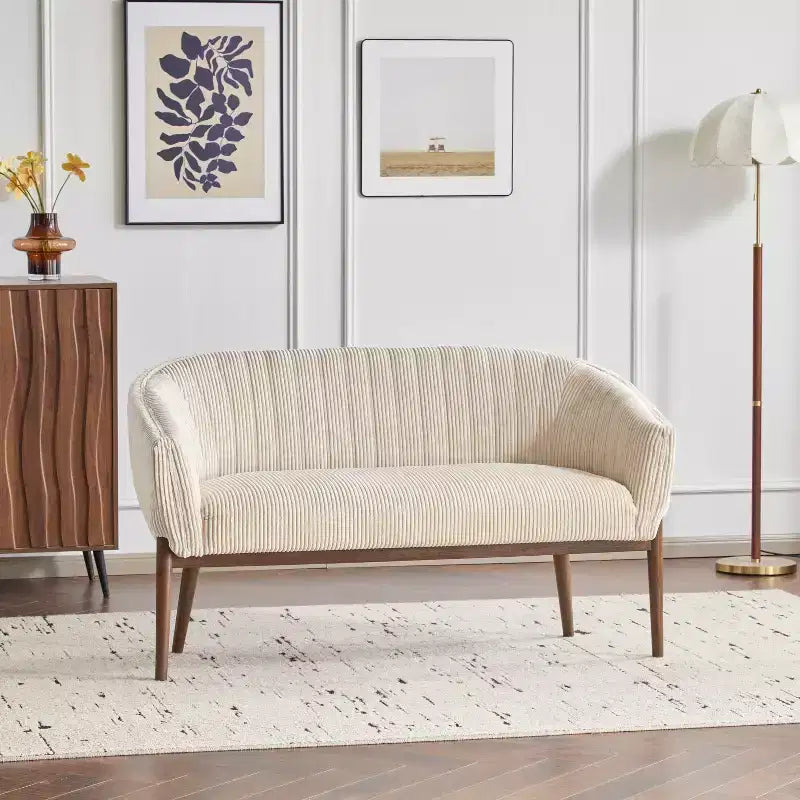 Christopher Knight Home Cheney Contemporary Channel Stitch Upholstered Loveseat with Curved Back