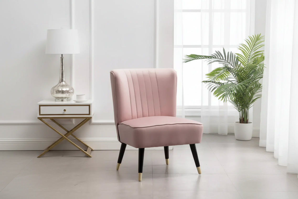 Roundhill Furniture Elon Contemporary Velvet Upholstered Accent Chair, Pink