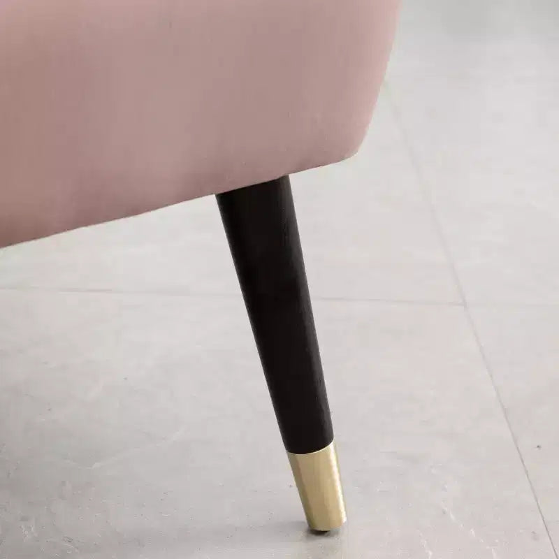 Fauteuil d'appoint en velours rose avec pieds en bois