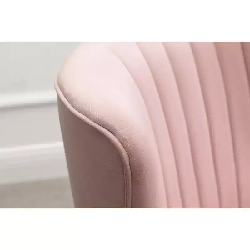 Fauteuil d'appoint en velours rose avec pieds en bois