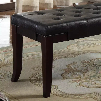 Banc ottoman touffeté en similicuir espresso