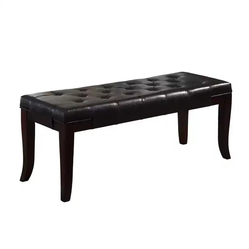 Banc ottoman touffeté en similicuir espresso