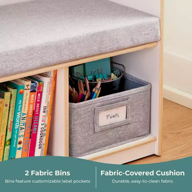 Coin lecture pour enfants - Banc de rangement avec étagère et casiers pour livres pour enfants