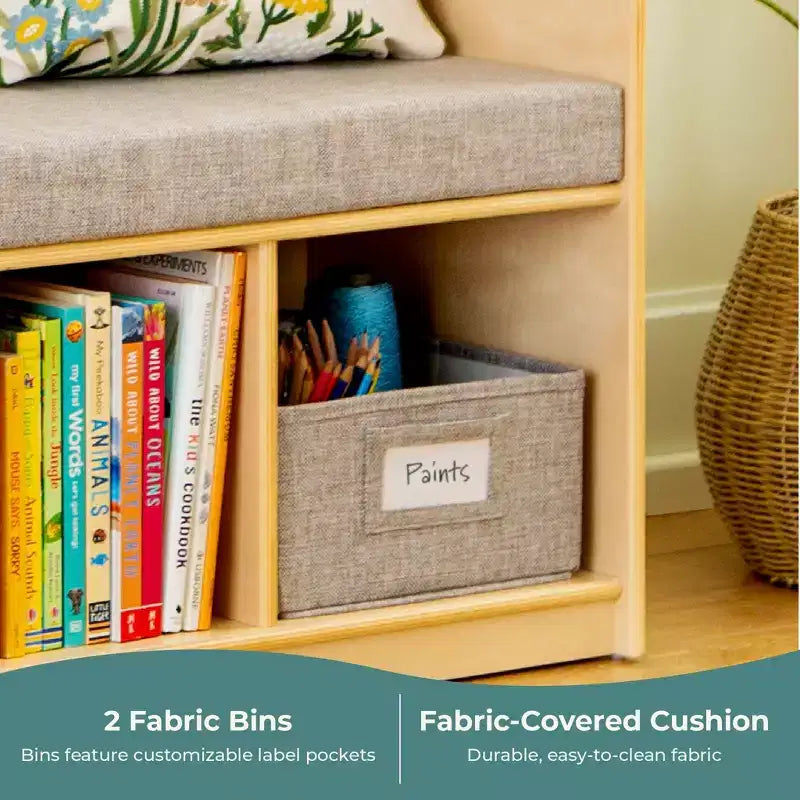 Coin lecture pour enfants - Banc de rangement avec étagère et casiers pour livres pour enfants