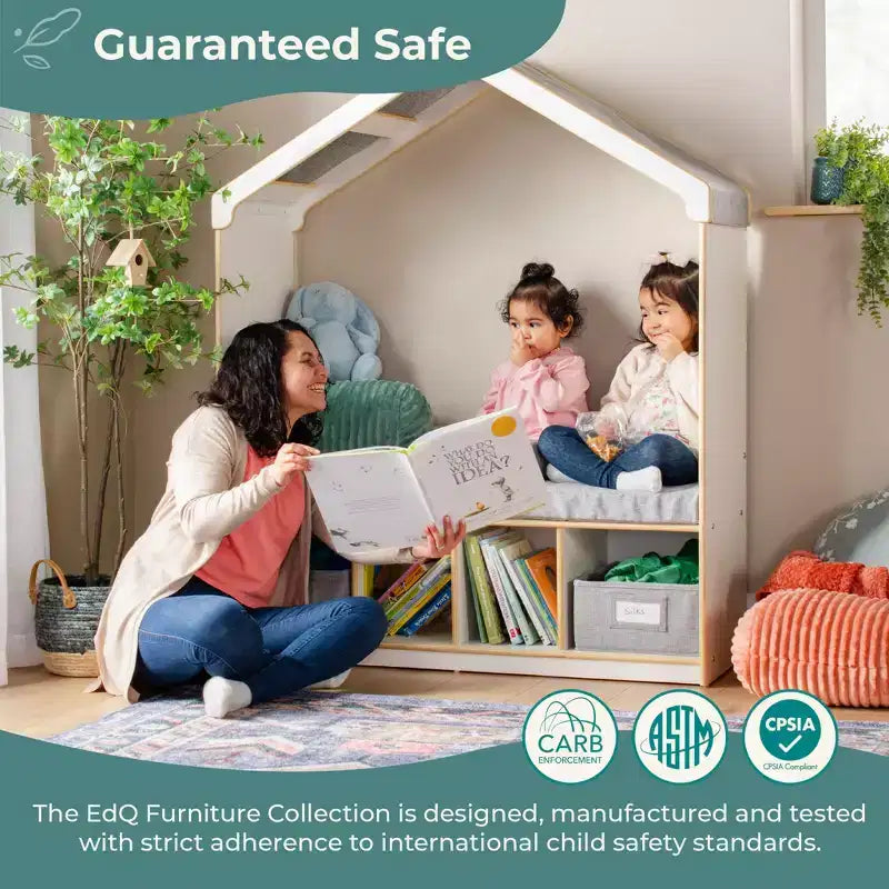 Coin lecture pour enfants - Banc de rangement avec étagère et casiers pour livres pour enfants