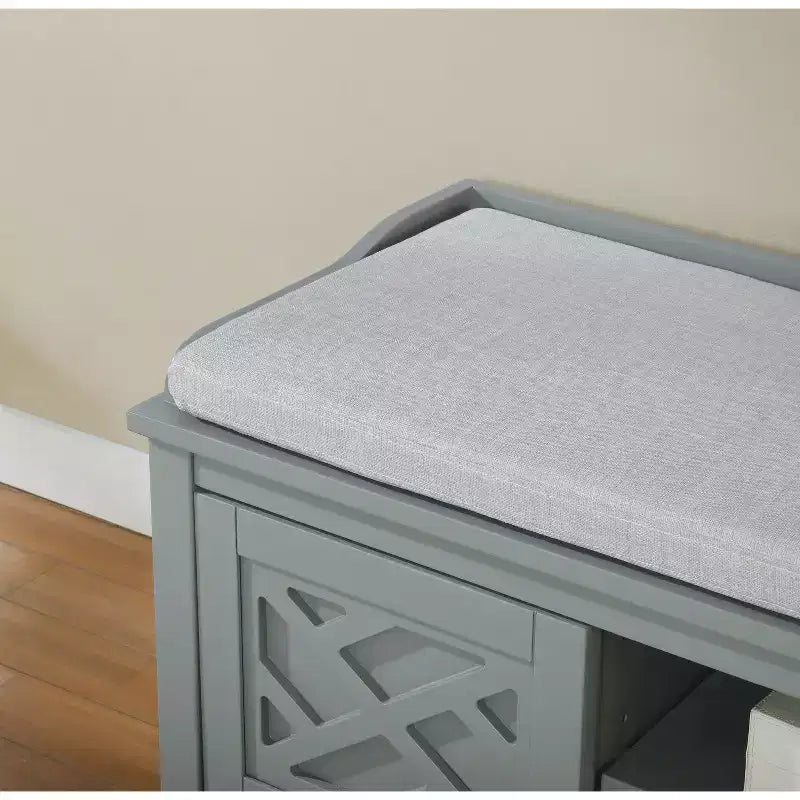 Banc de rangement en bois de 114 cm avec coussin
